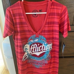 Woman’s XL Affliction V-neck Shirts